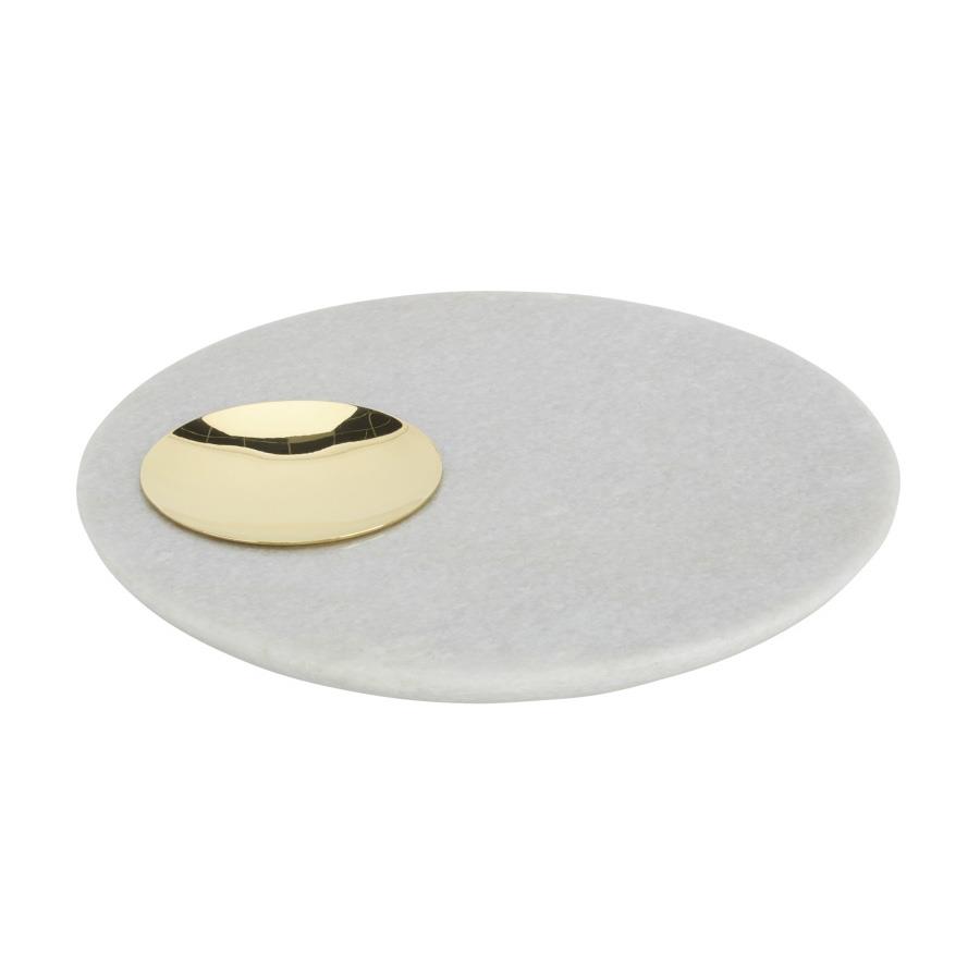 Tom Dixon Stone Serve Board White Morwad Marble & Brass