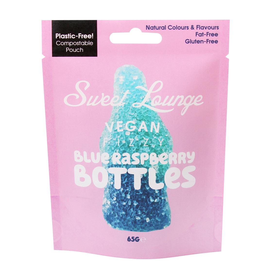 Sweet Lounge Vegan Fizzy Blue Raspberry Bottles Pouch 130G