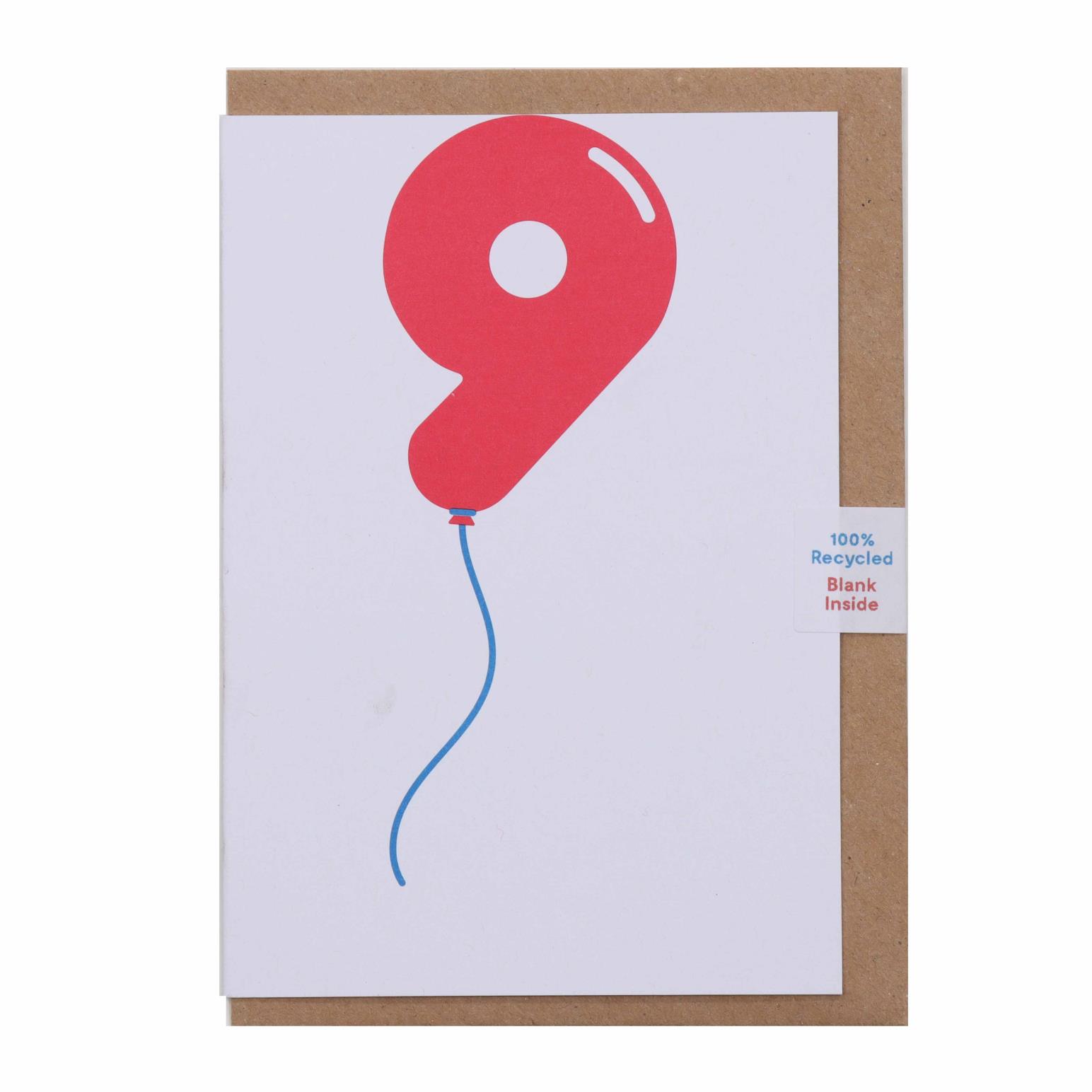 Birthday 9 - Balloon Numbers Card