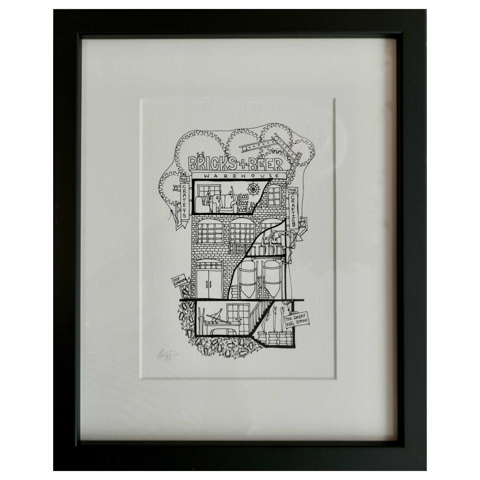 Ellie Compton Bricks Print A5 Framed