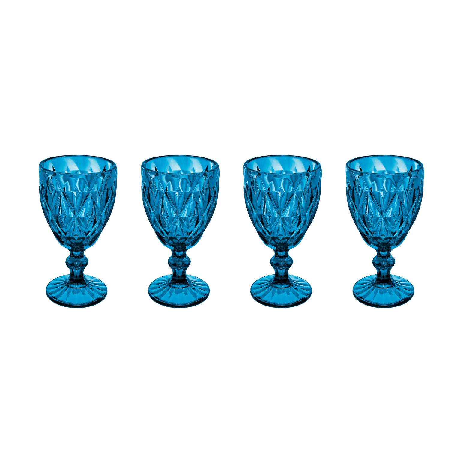 Casa Domani Deanna Wine Glass 4Pc Blue Gift Boxed