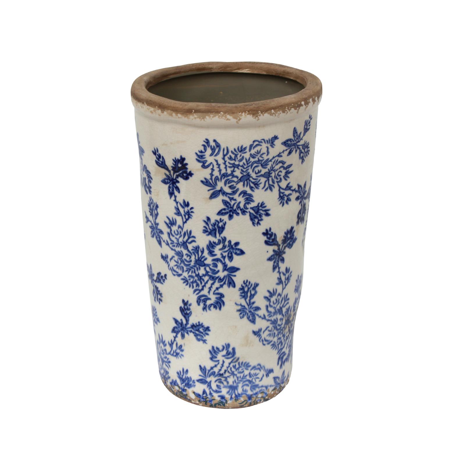 French Country Blue Floral Vase