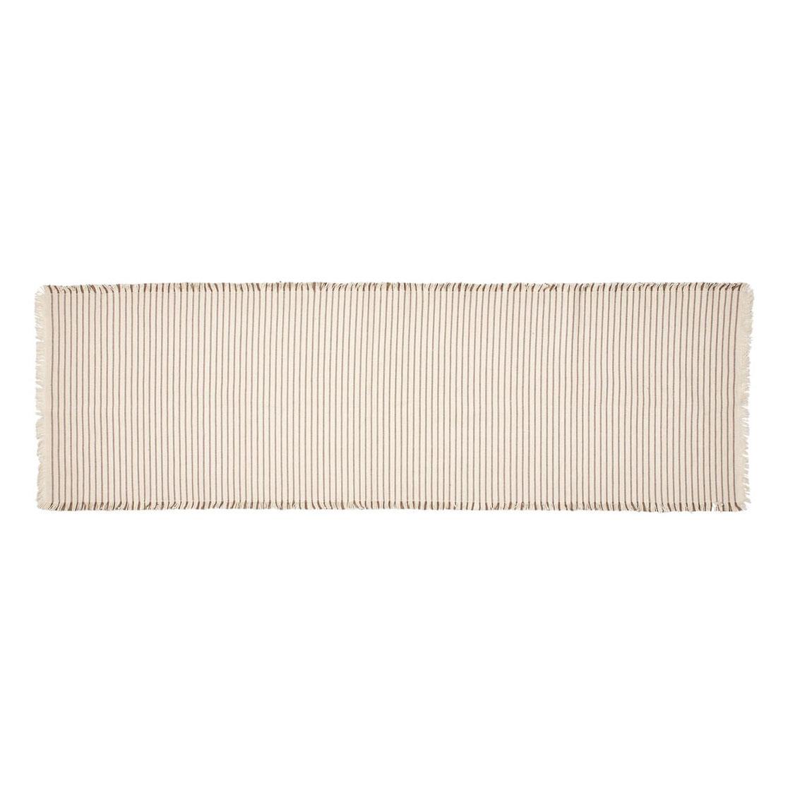 Broste Tablerunner Elouise - Off-White/Taupe (Fungi Grey)