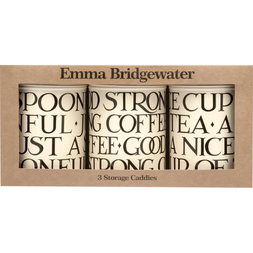 Emma Bridgewater Black Toast Set Of 3 Caddies - Coffee, Tea, Sugar