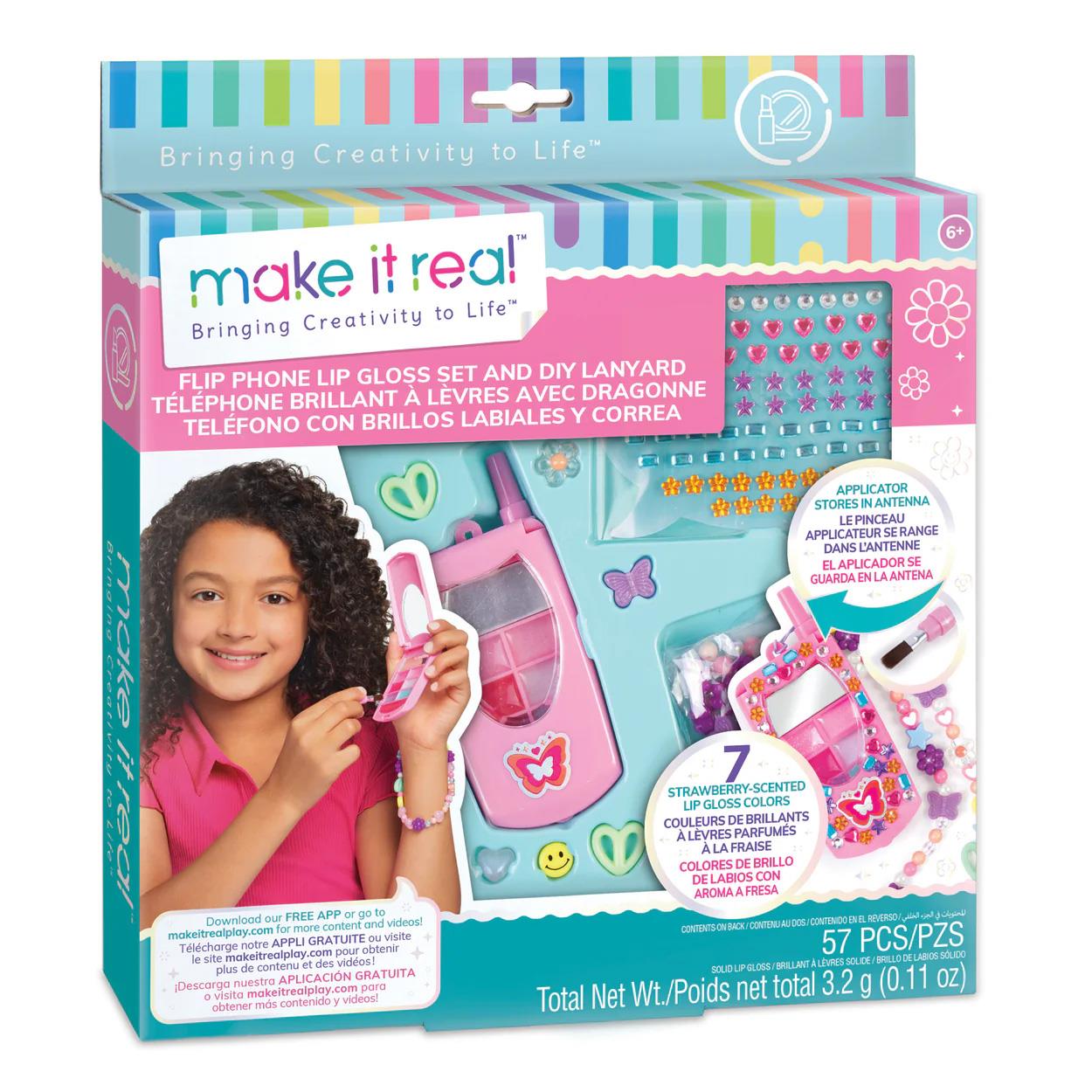 Make It Real Flip Phone Lip Gloss Set & Diy Lanyard