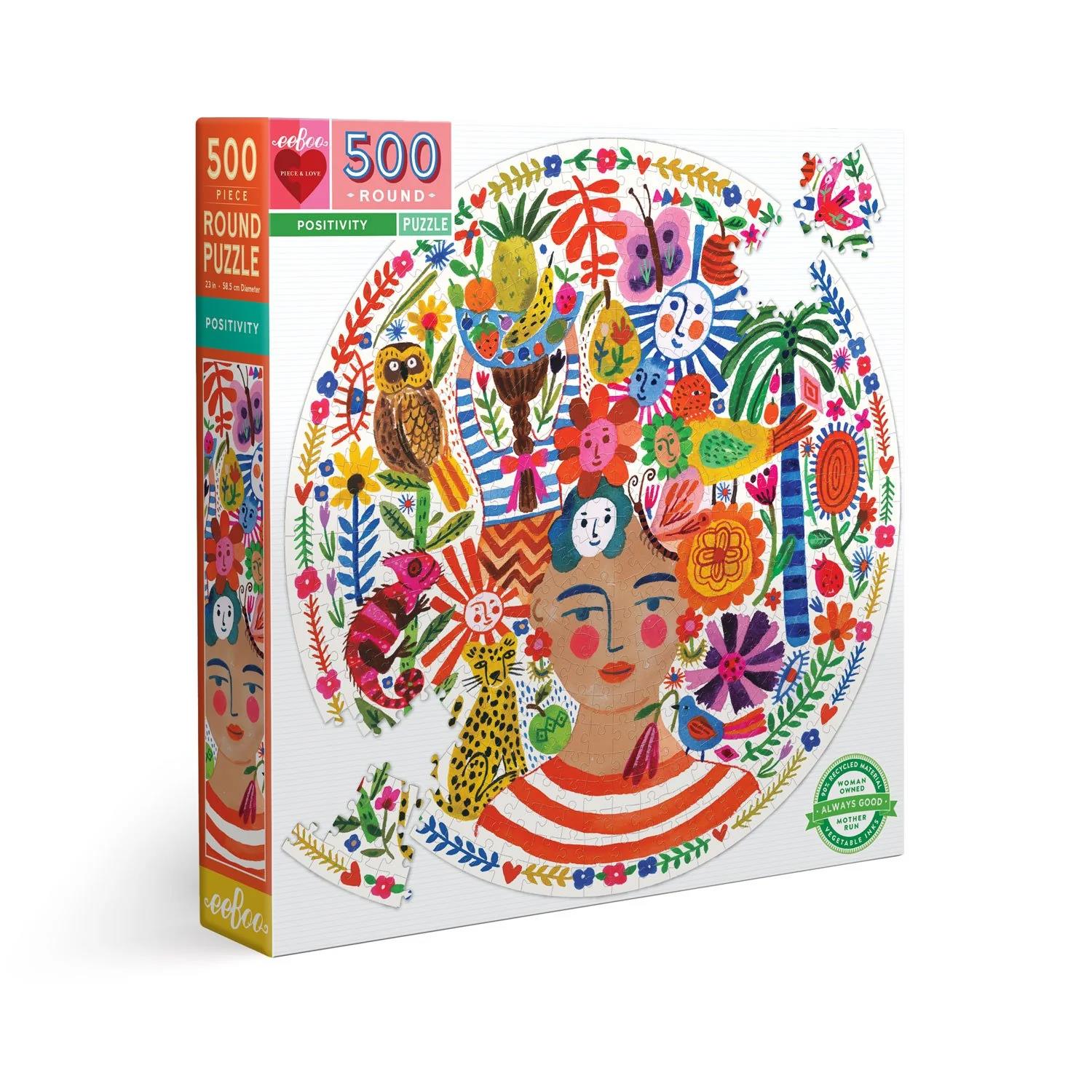 Eeboo Positivity 500 Piece Round Puzzle