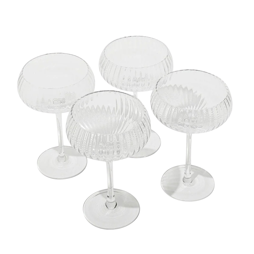 Home Lab Ribbed Champagne Coupe Clear Set Of 4