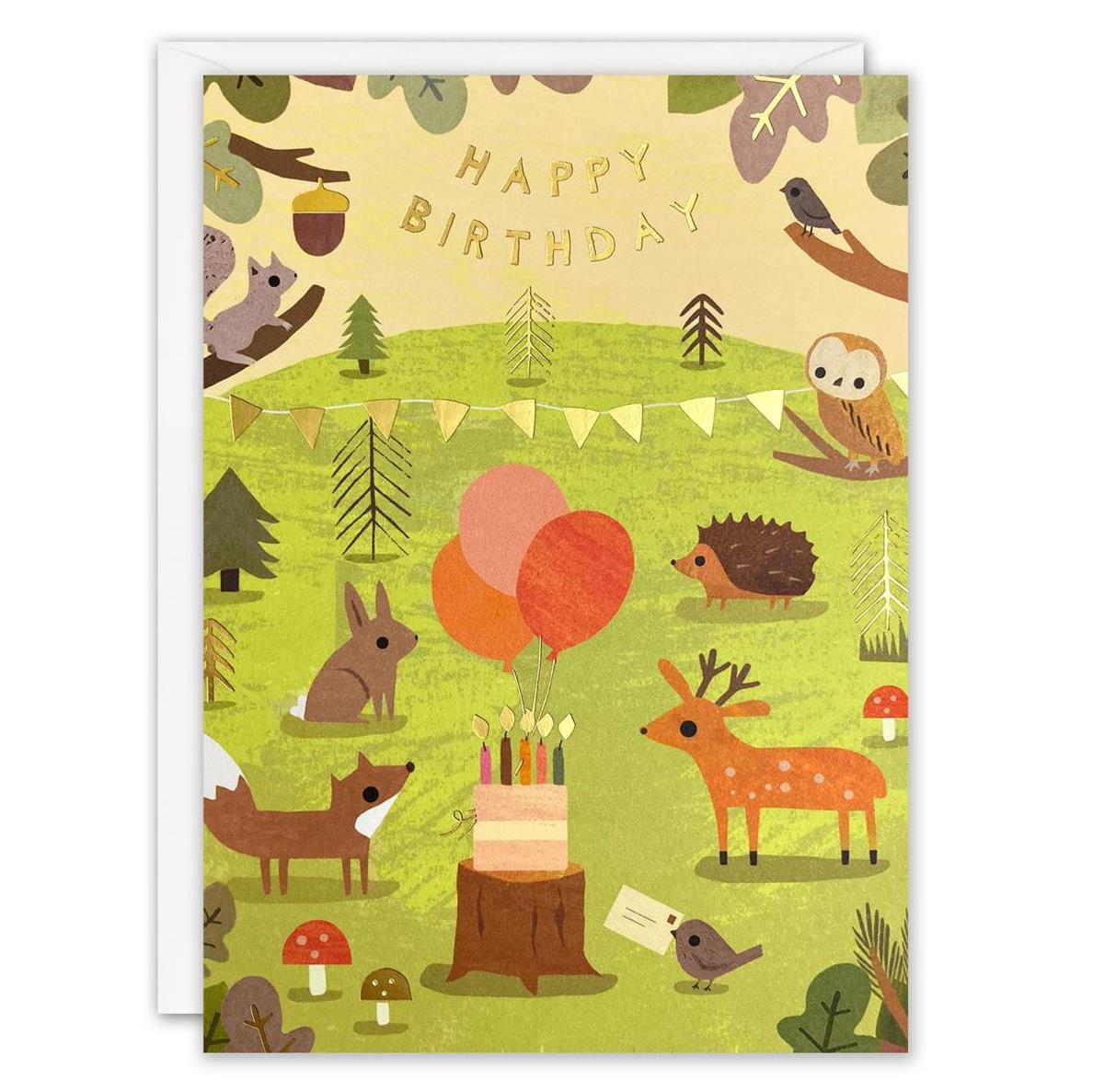 Woodland Animals Happy Birthday Card