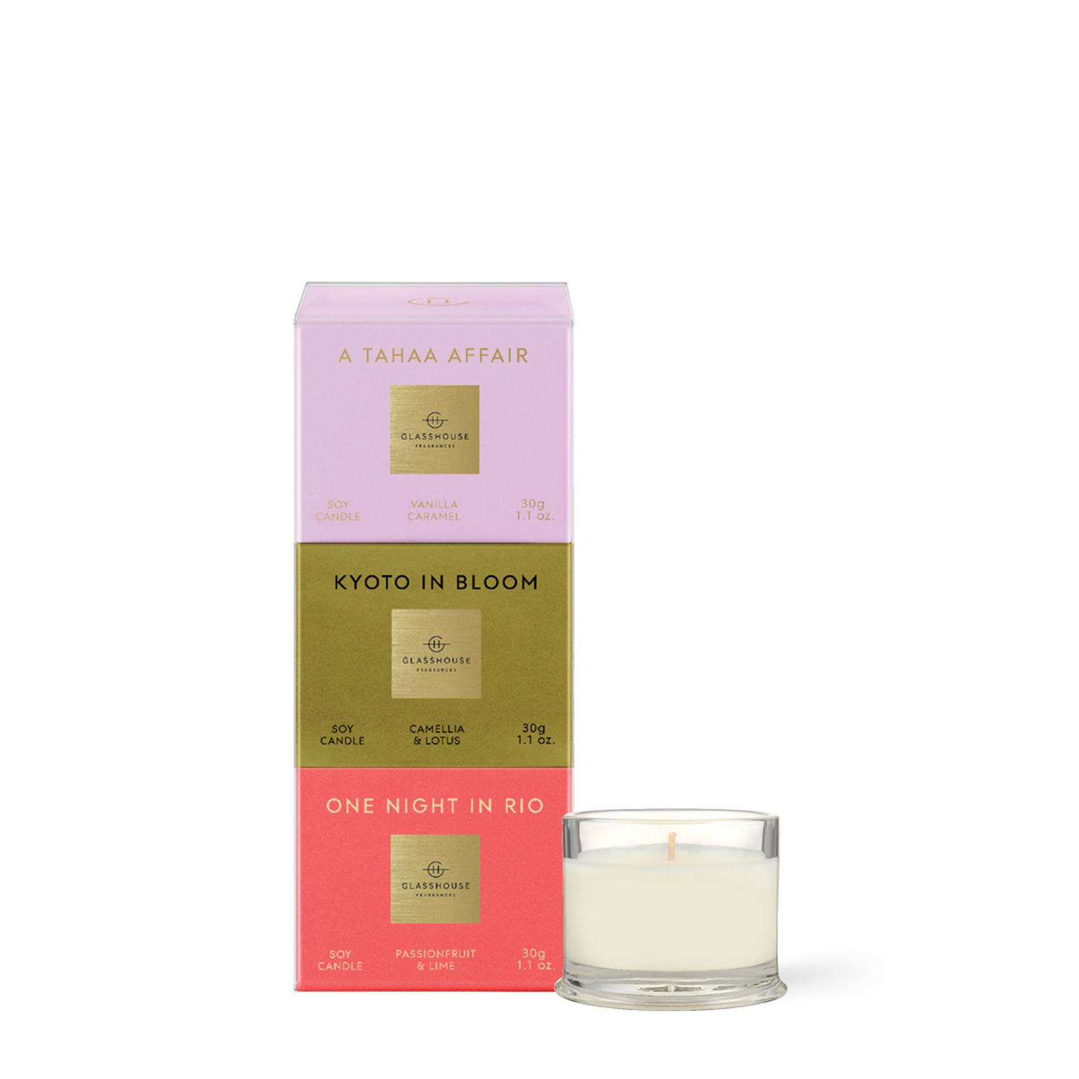 Glasshouse Fragrances Candle Trio 3 x 30g