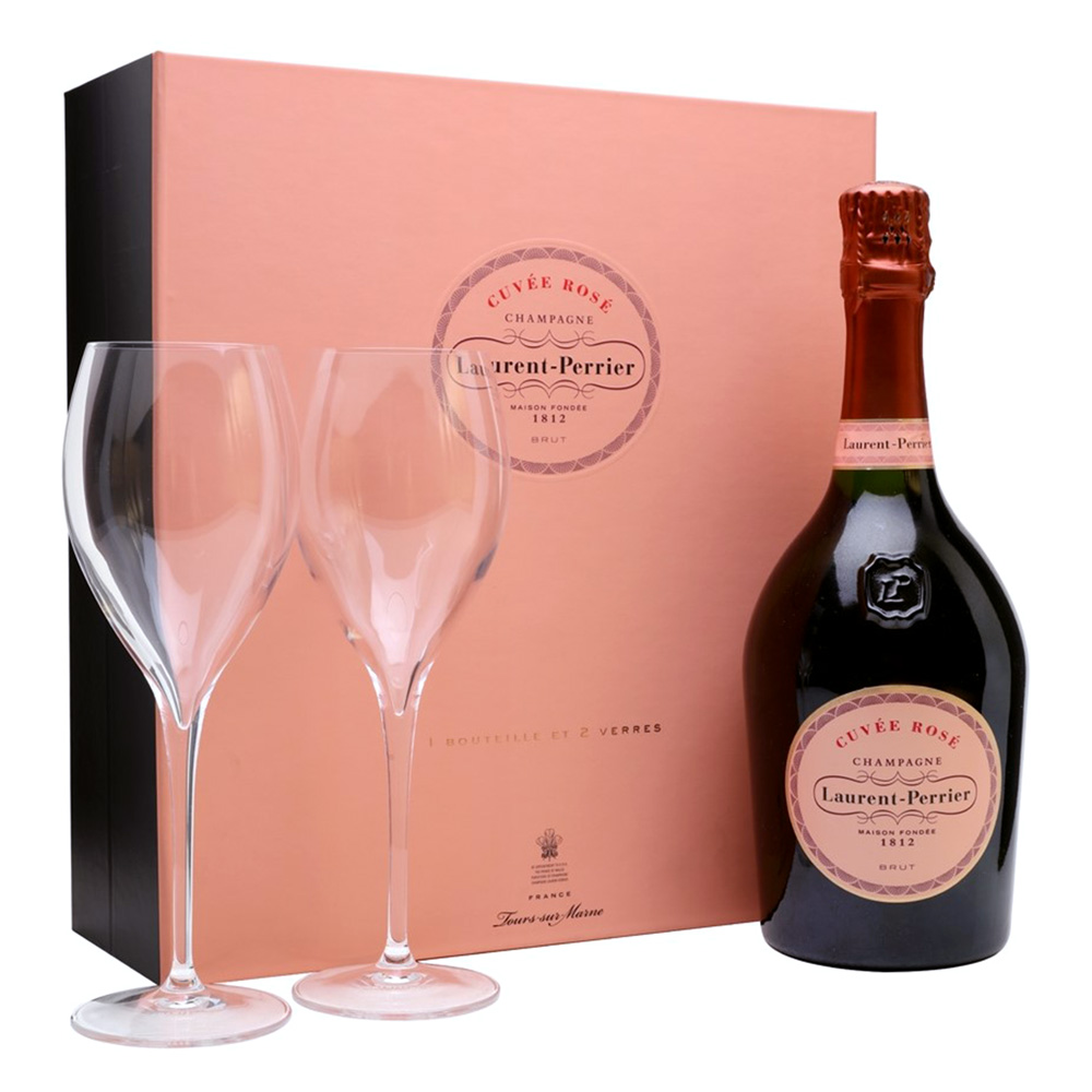 Laurent-Perrier Cuvée Rosé Gift Pack - 1 Bottle with 2 Flutes