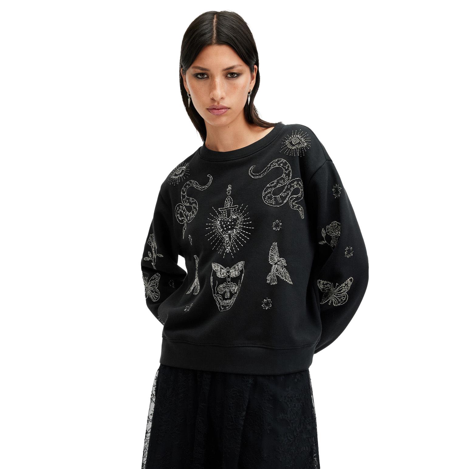 AllSaints Pippa Embellished Relaxed Fit Sweatshirt