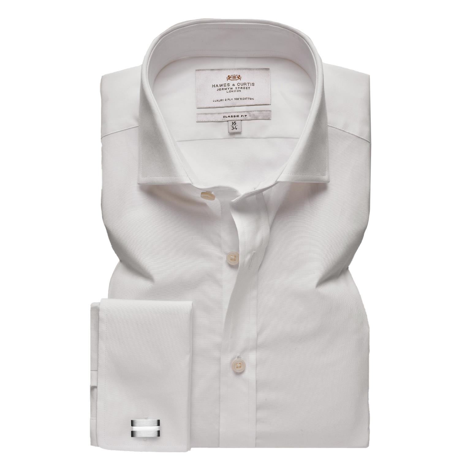 Hawes & Curtis Classic Shirt Poplin Windsor Collar Double Cuff