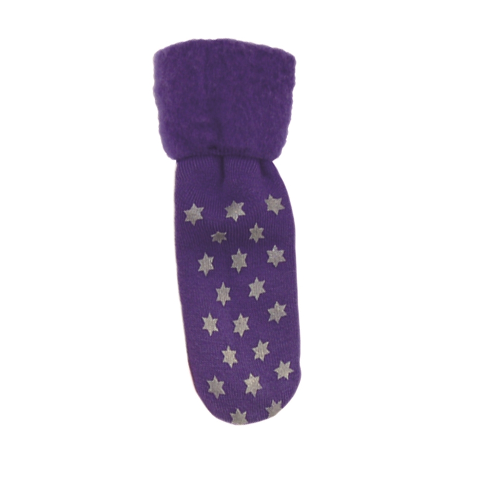 Chilli Socks Non Slip Tread (Purple w Silver Star Print)