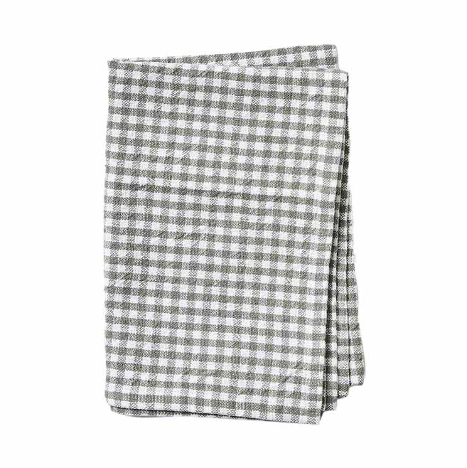 Città Gingham Washed Cotton Tea Towel Grey 50x70cm