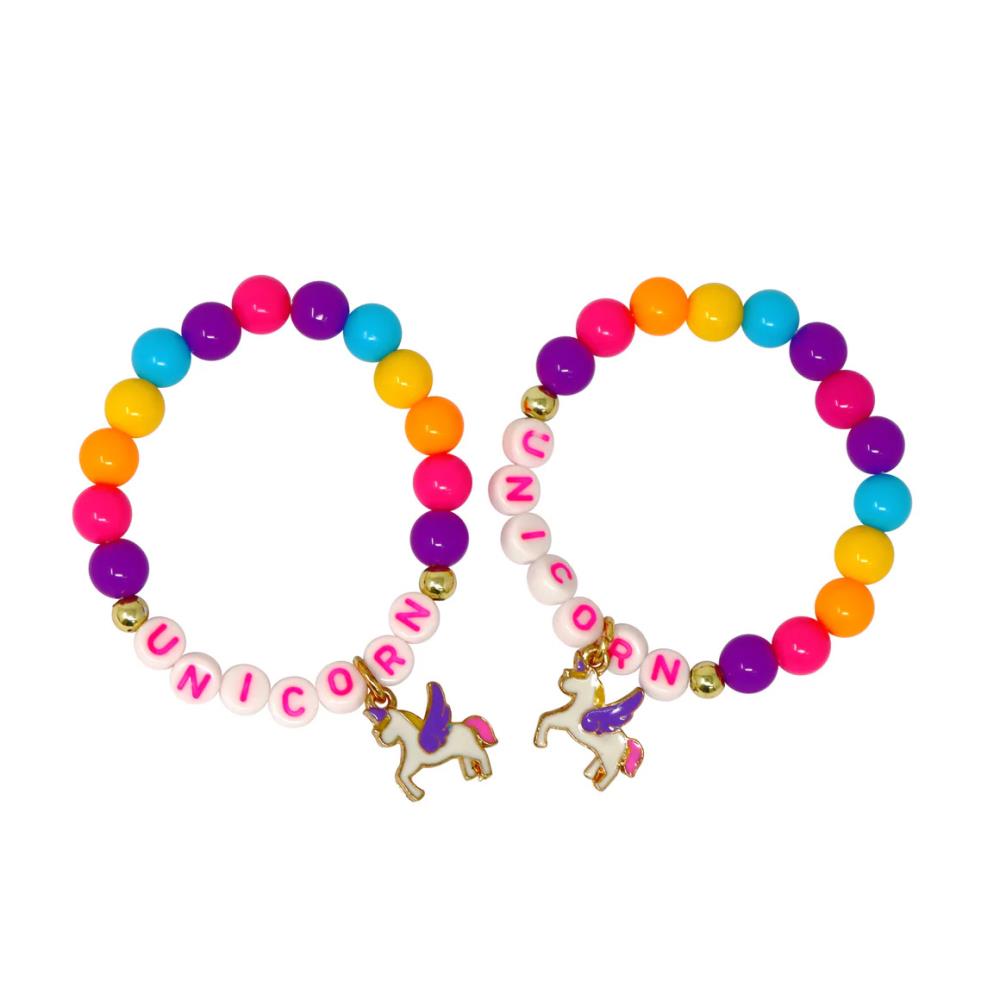 Pink Poppy Bff Unicorn Rainbow Pearl Bracelet Set