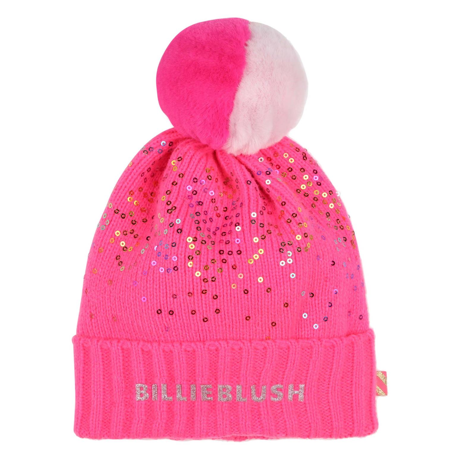 Billieblush Sequin Faux Fur Pom-Pom Beanie T2 - T3