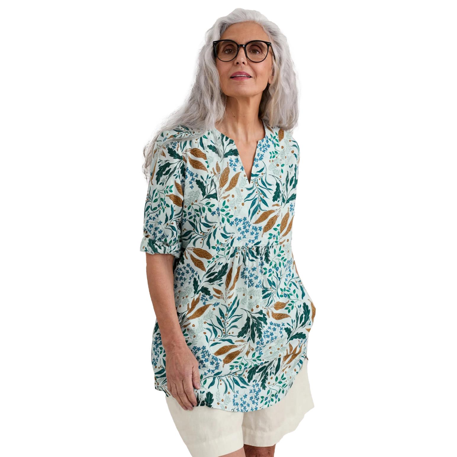 Seasalt Cornwall Op Art Tunic Riverbed Floral Chalk