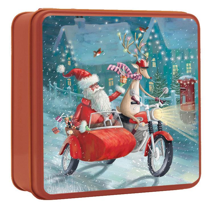 Grandma Wild's Embossed Santa In Side Car Tin 160g