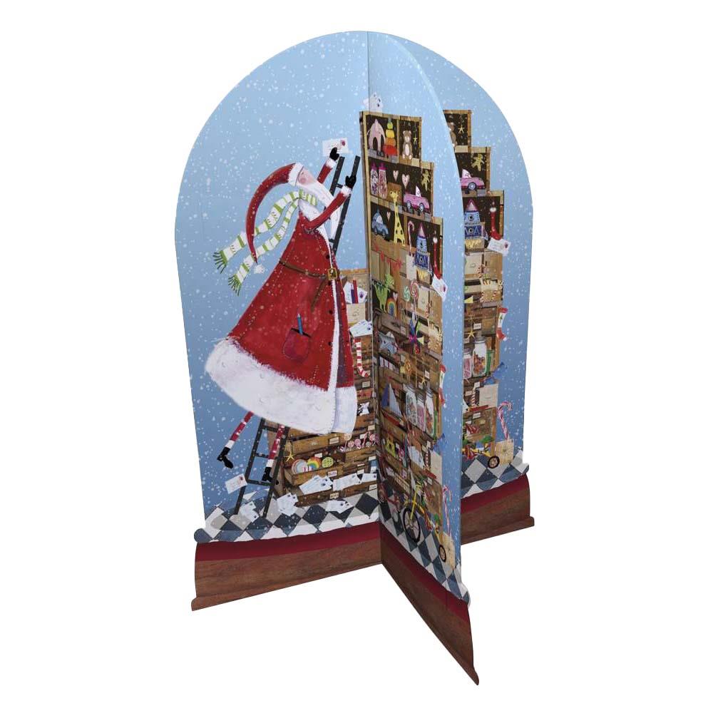 Santa On Ladder 3D Advent Calendar Card