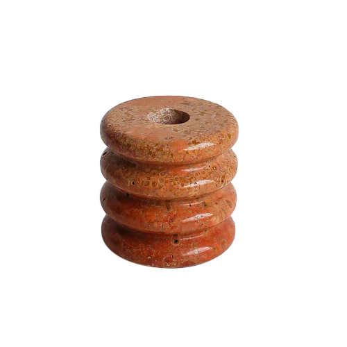 Otis Homewares Undulate Candle Holder - Red Travertine