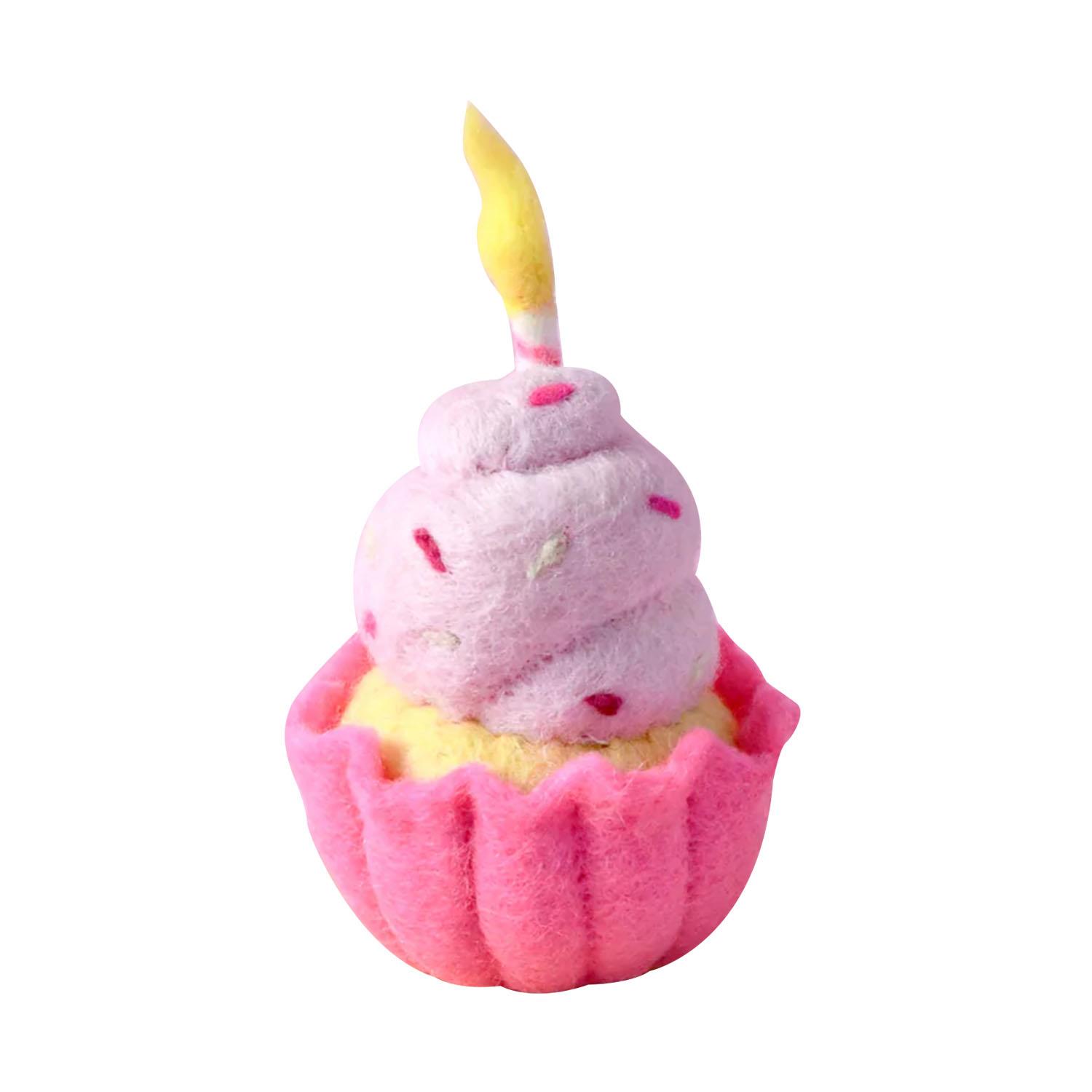 Tara Treasures Felt Giant Pink Vanilla Cupcake With Candle