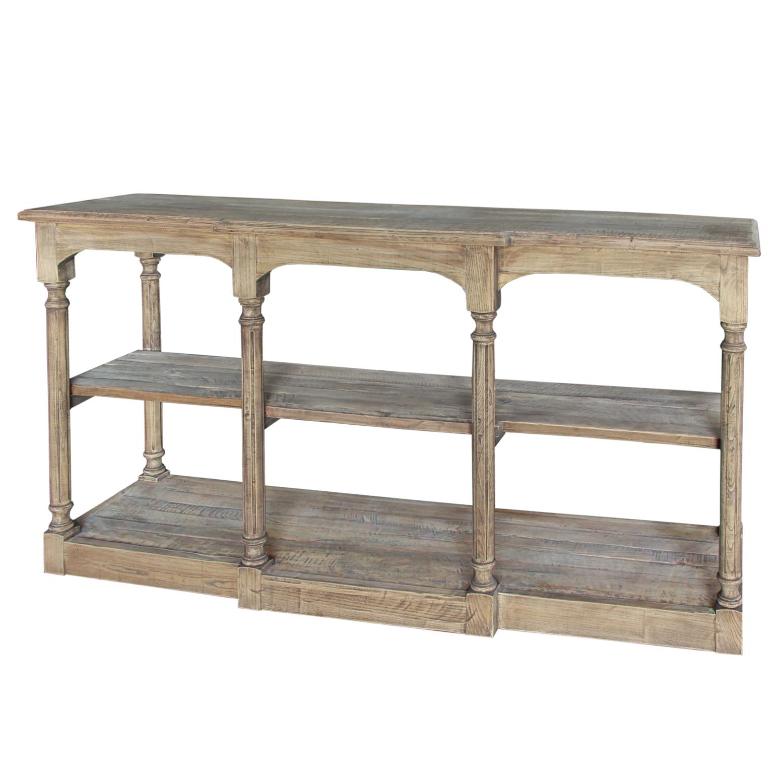 French Country Breakfront Hall Table Reclaimed Oak