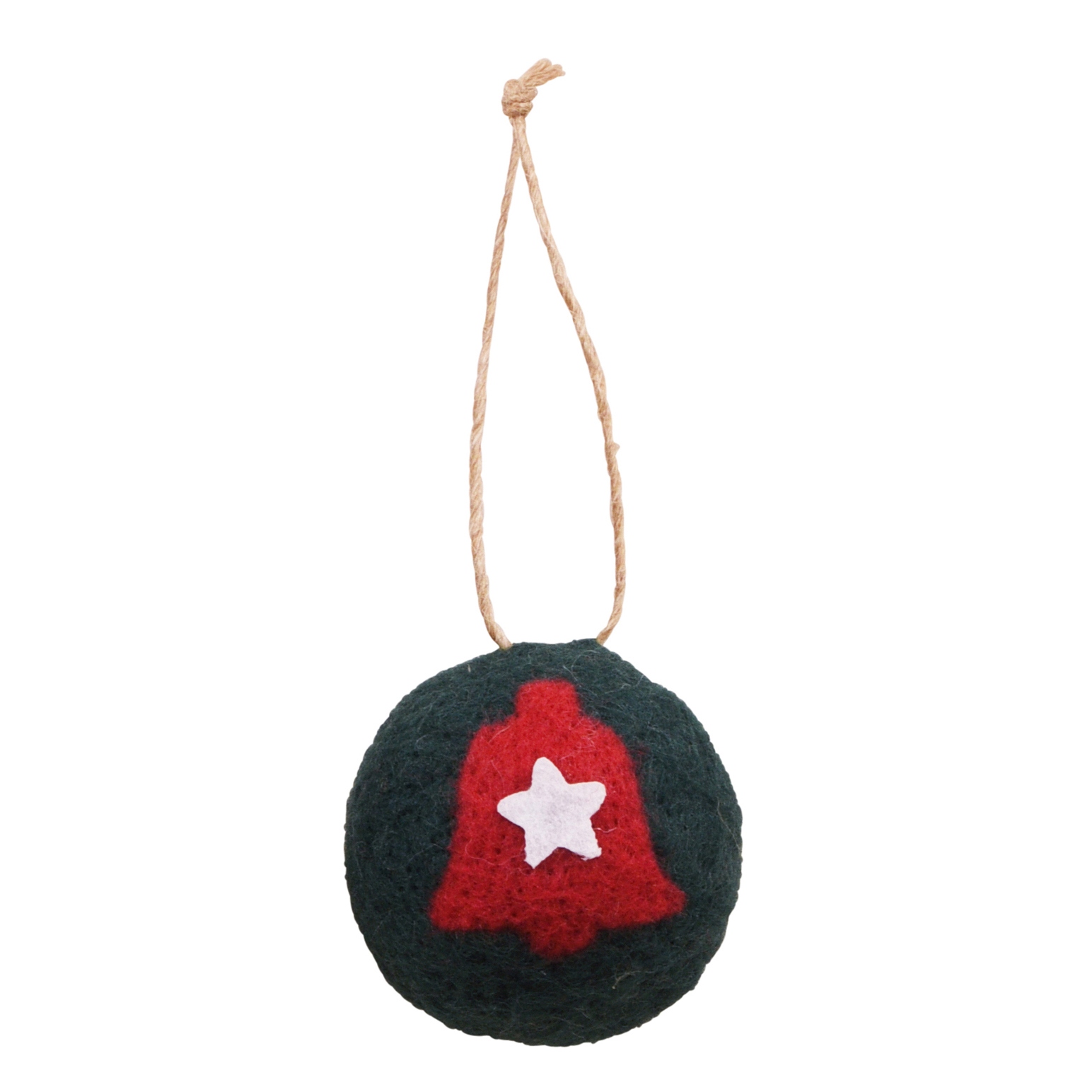 Maytime Felt Hanging Christmas Ball Grey/Red/Green