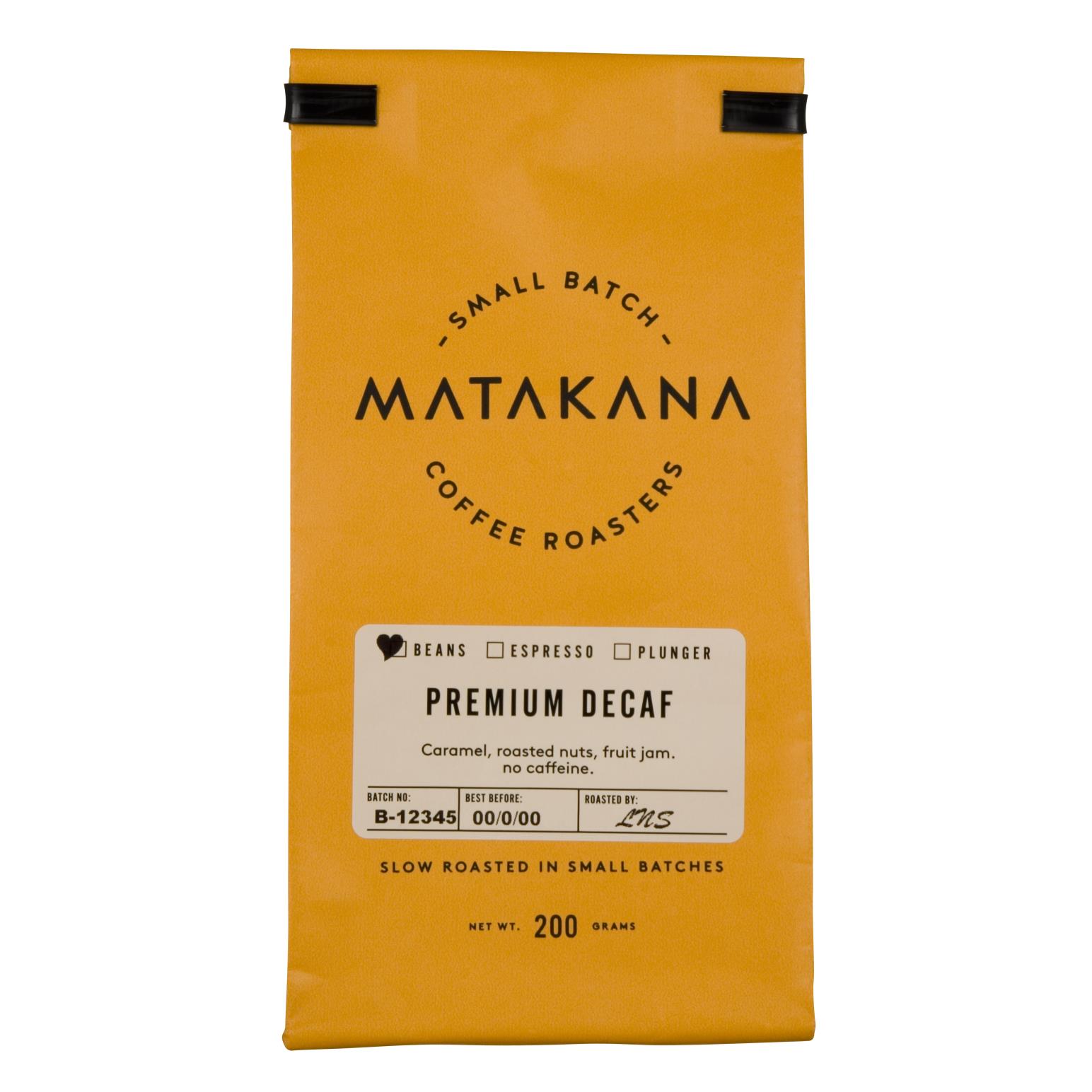 Matakana Coffee Roasters Premium Decaf Beans 200g