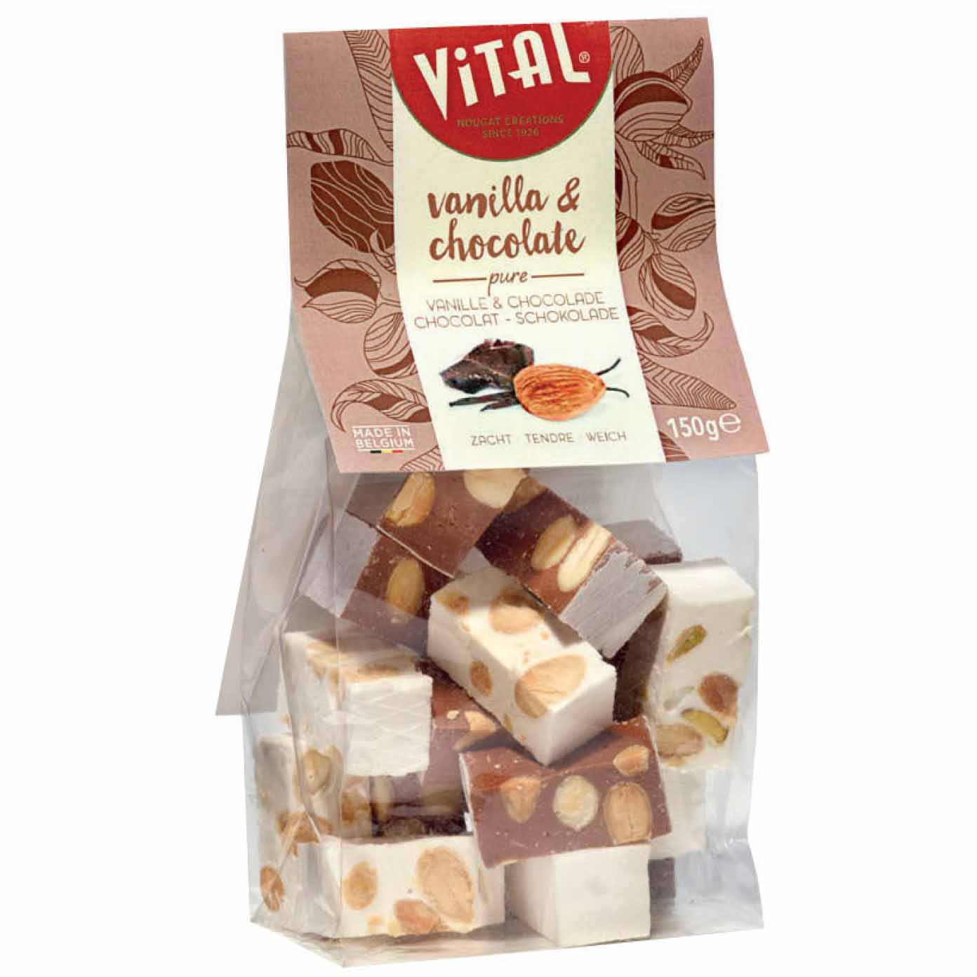 Vital Vanilla, Chocolate & Almond Nougat 150g