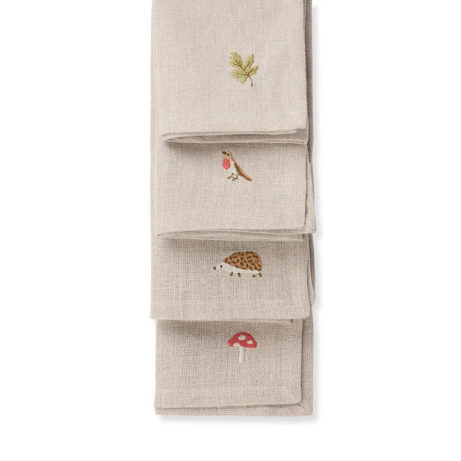 Sophie Allport Napkins Set Of 4 Linen Embroidery - Woodland Friends