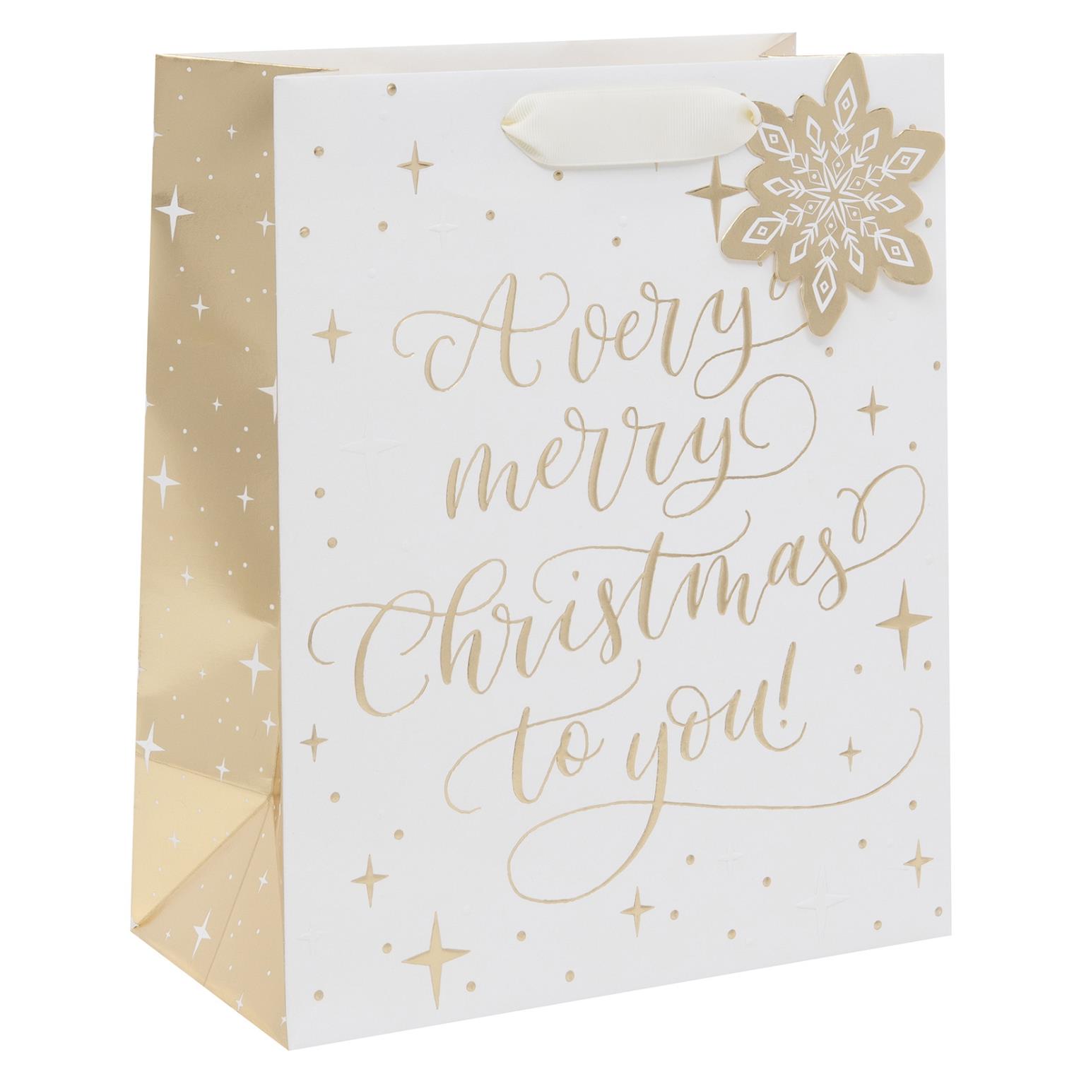 Image Gallery Xmas Bag Lge Xmas Scrpt Gld