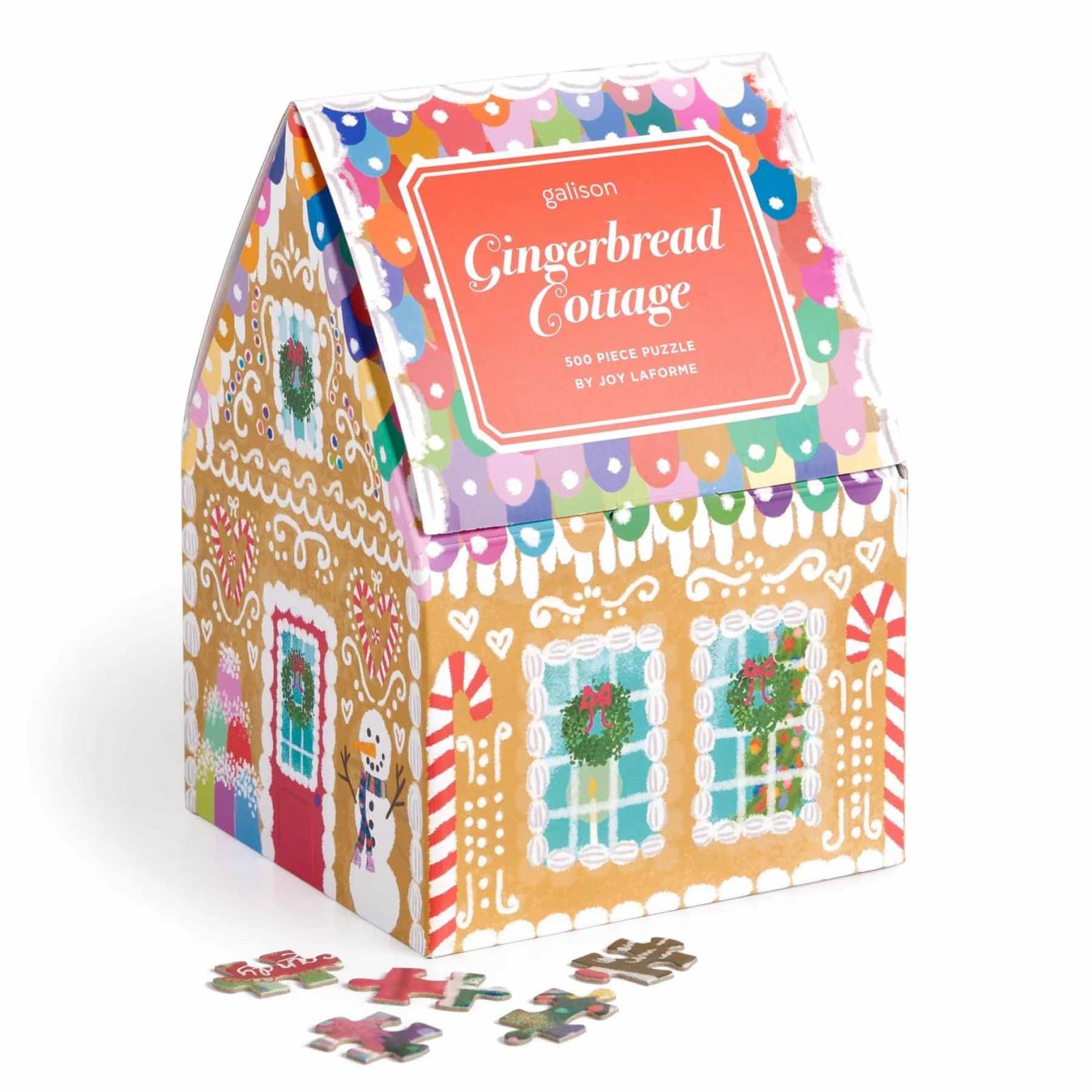 Galison Joy Laforme Gingerbread Cottage 500 Piece Puzzle in a House