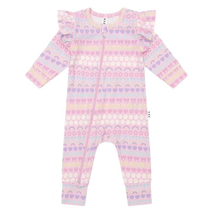 Huxbaby Emoji Rainbow Frill Romper