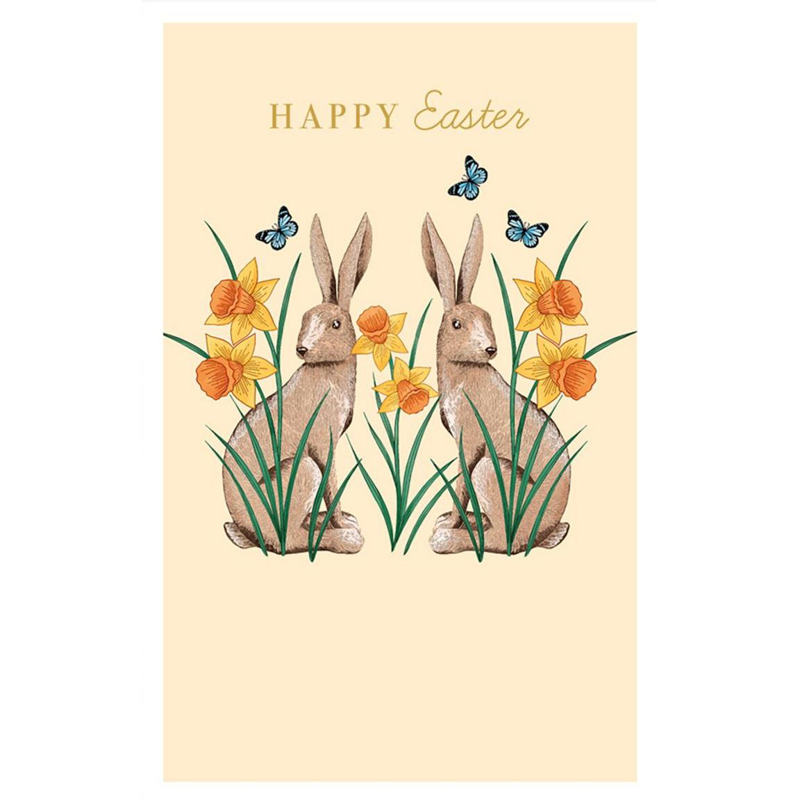 Image Gallery Bunnies And Daffodils Easter Card