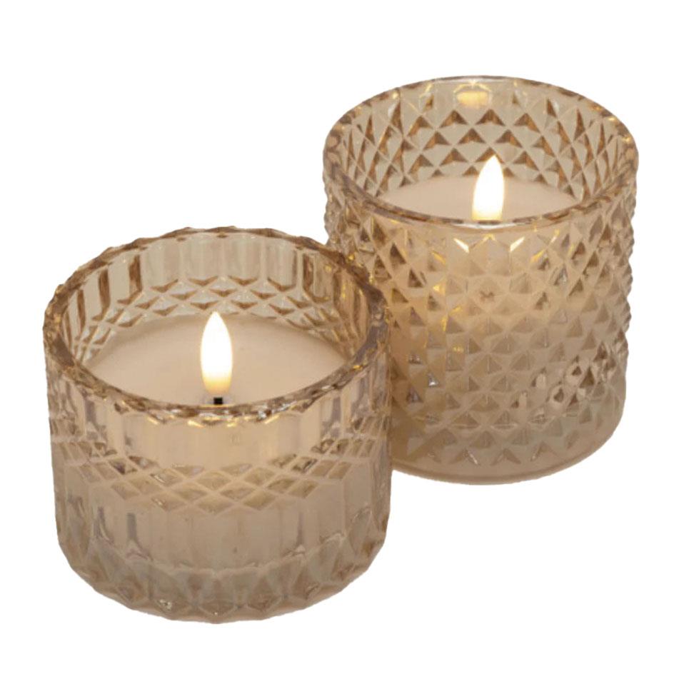 Stellar Haus Champagne Argyle-Cut Glass AAA LED Candle