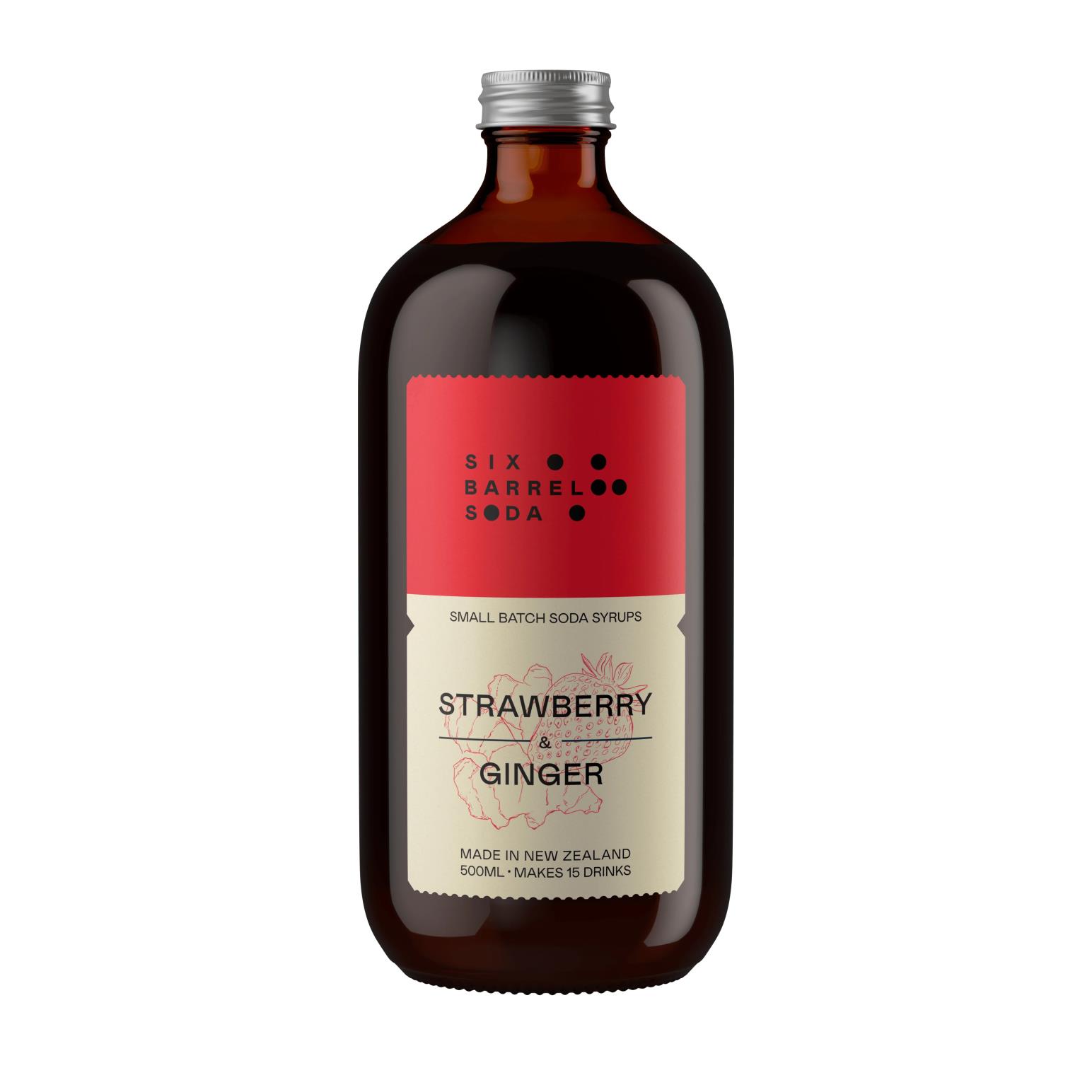 Six Barrel Soda Strawberry & Ginger 500ml