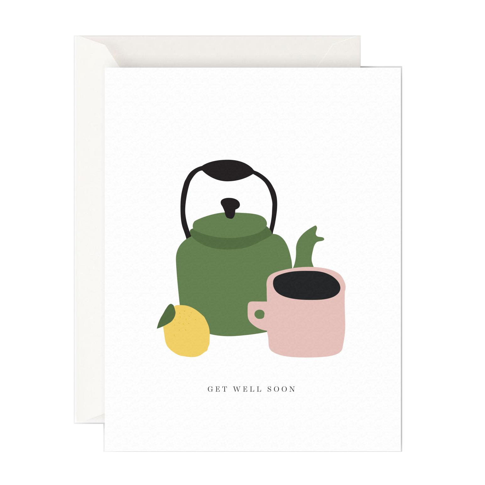 Father Rabbit Stationery Get Well Soon Teapot Card