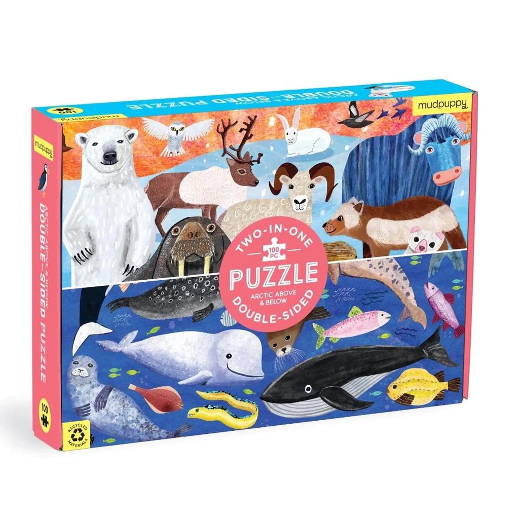 Mudpuppy Arctic Above & Below, 100 Piece Double-Sided Puzzle