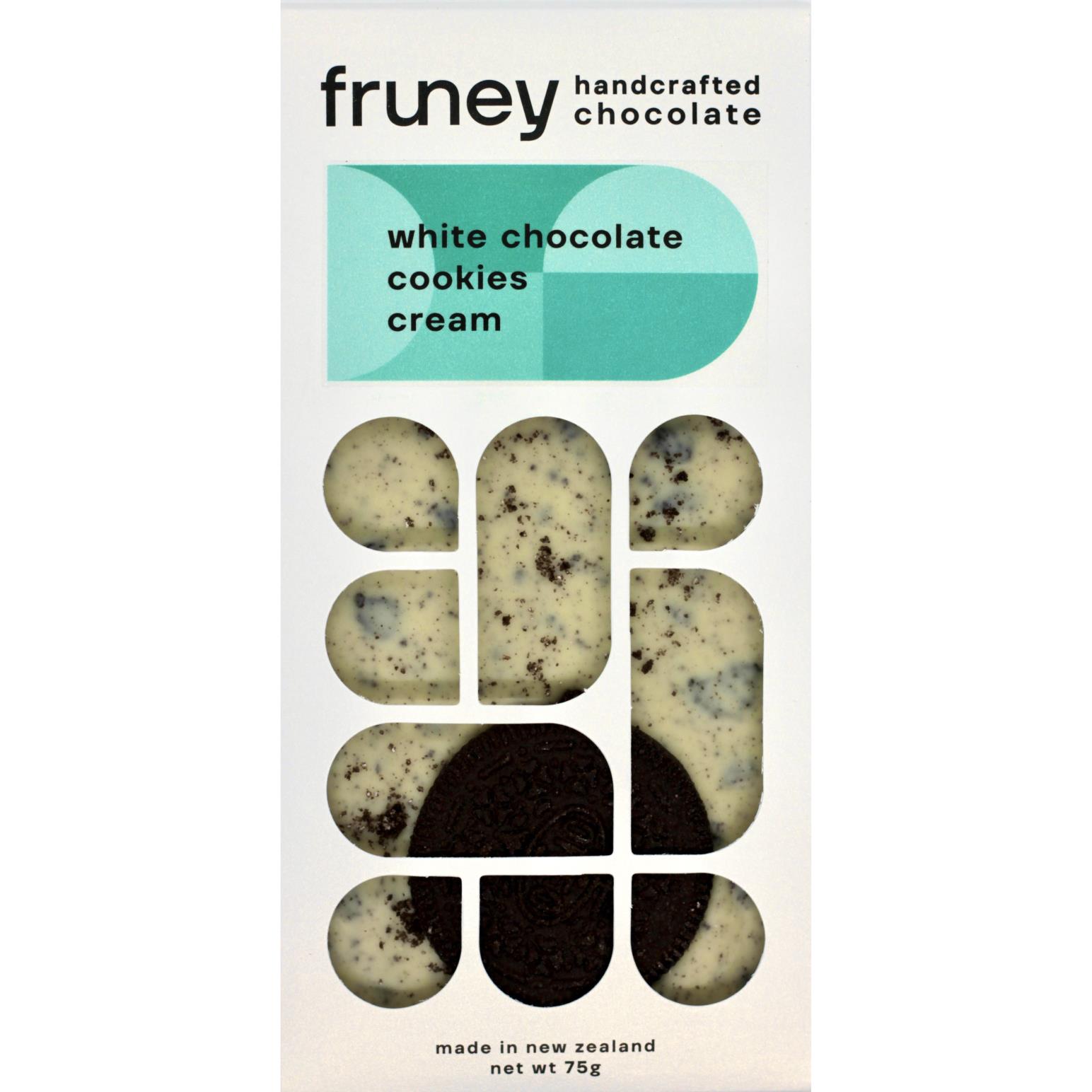 fruney handcrafted chocolate White Chocolate, Cookies & Cream 75g