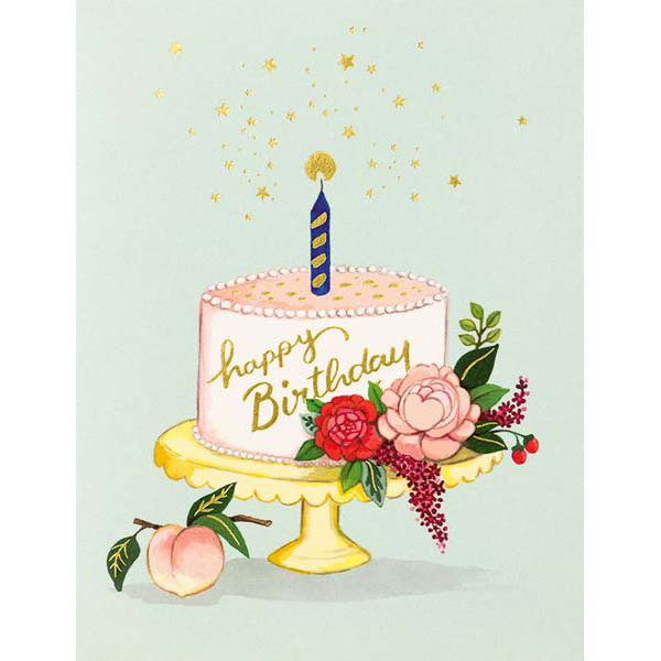 Peach Cake Birthday Foil Card