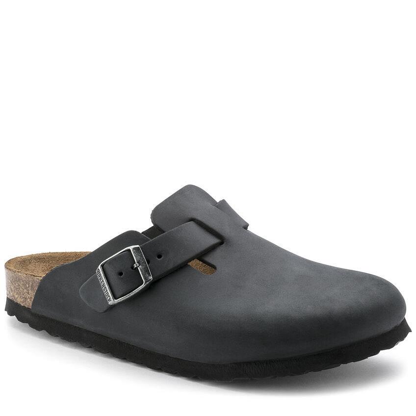 Birkenstock Boston Oiled Leather Black Regular Width Sandal