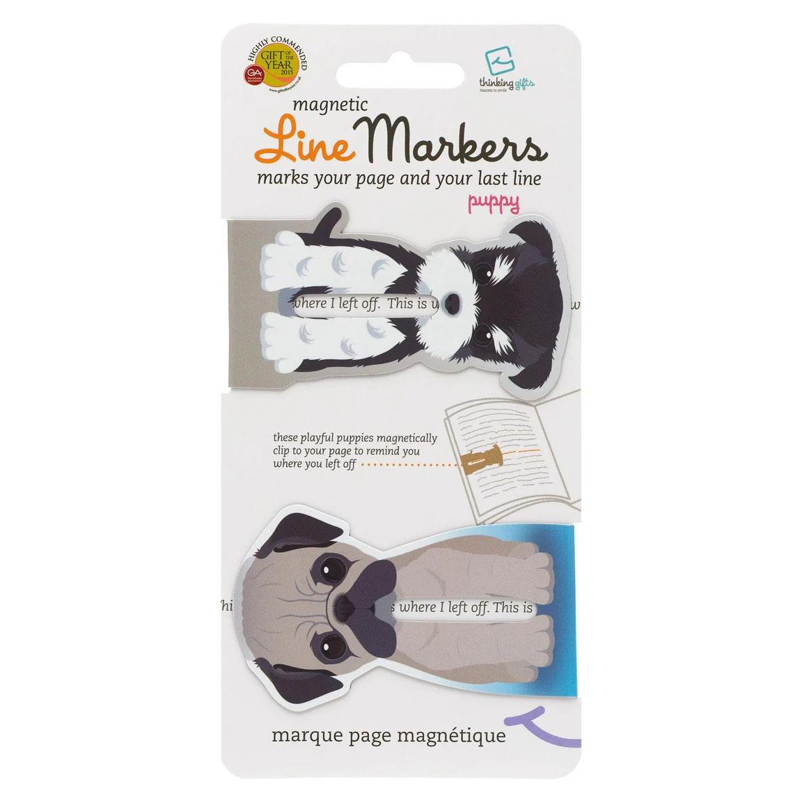 Thinking Gifts Line Marker Magnetic Bookmark Set of 2 - Dogs