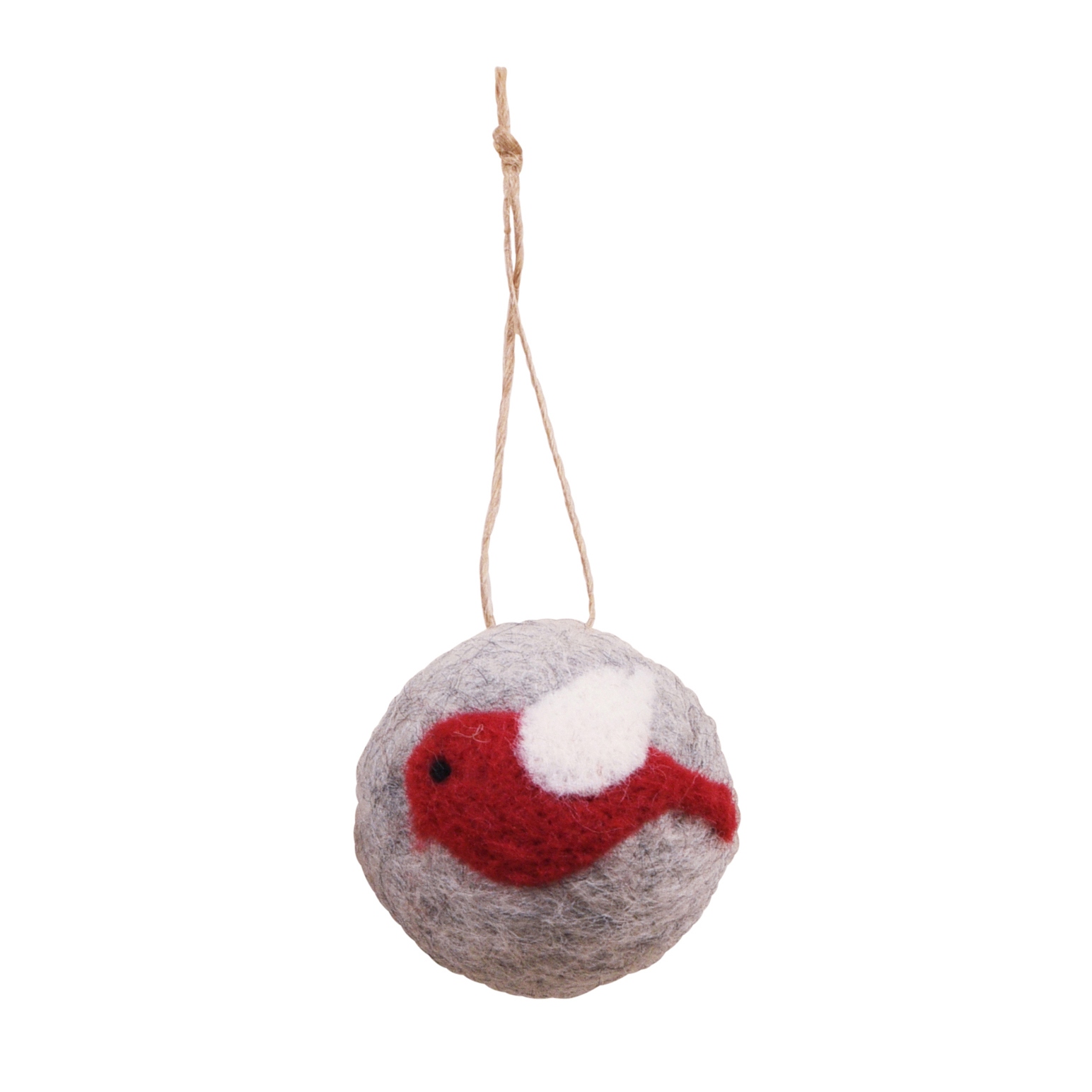 Maytime Felt Hanging Christmas Ball Grey/Red/Green