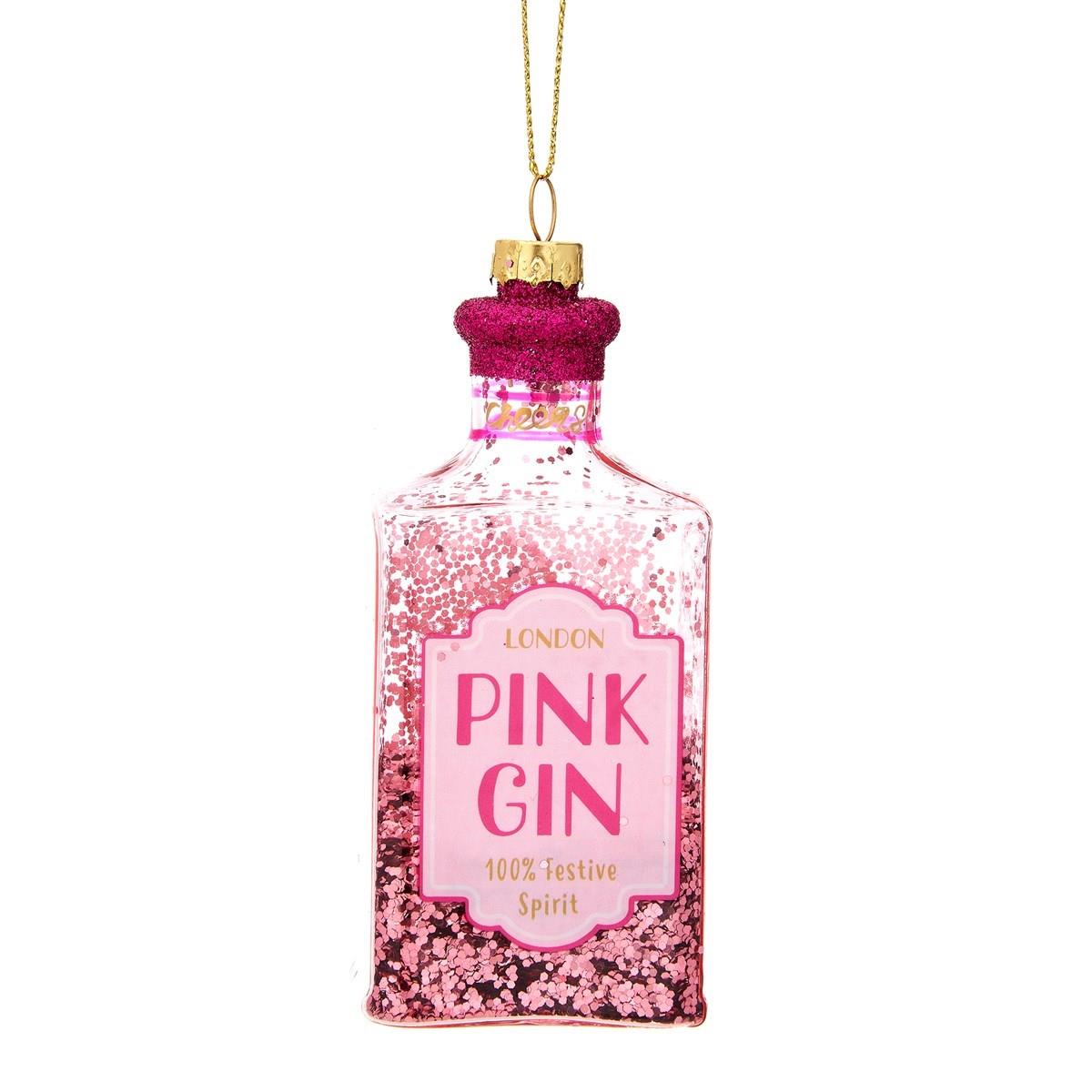 Sass & Belle Pink Gin Bottle Shaped Bauble