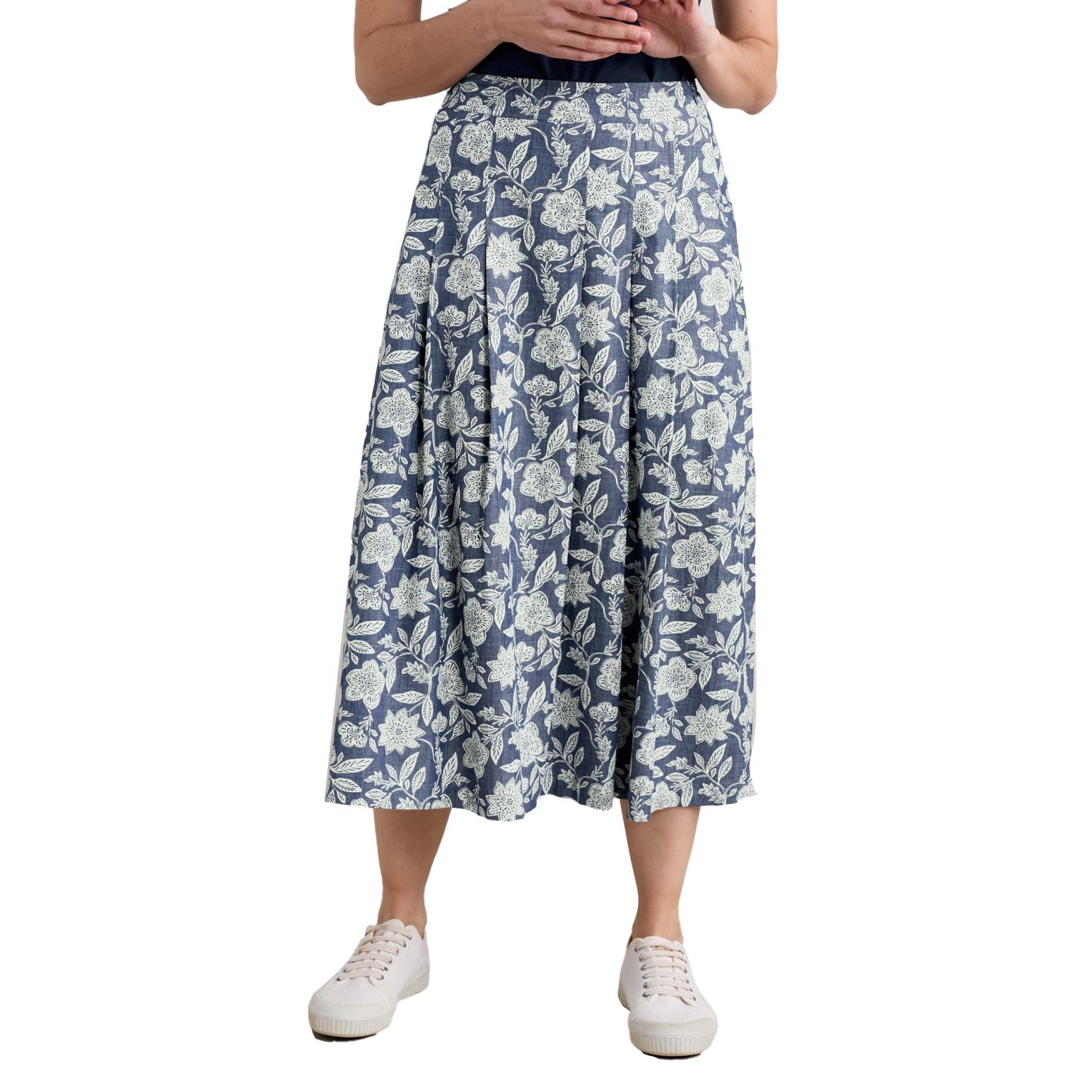 Seasalt Cornwall Jamboree Skirt Stone Flower Indigo