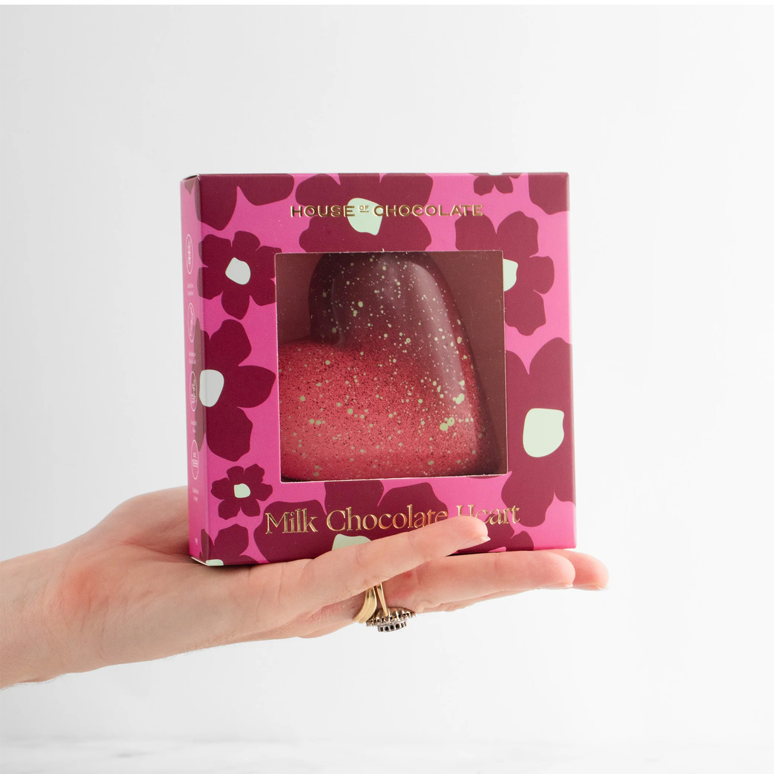 House of Chocolate Hazelnut Praline & Salted Caramel Milk Choc Heart 96g