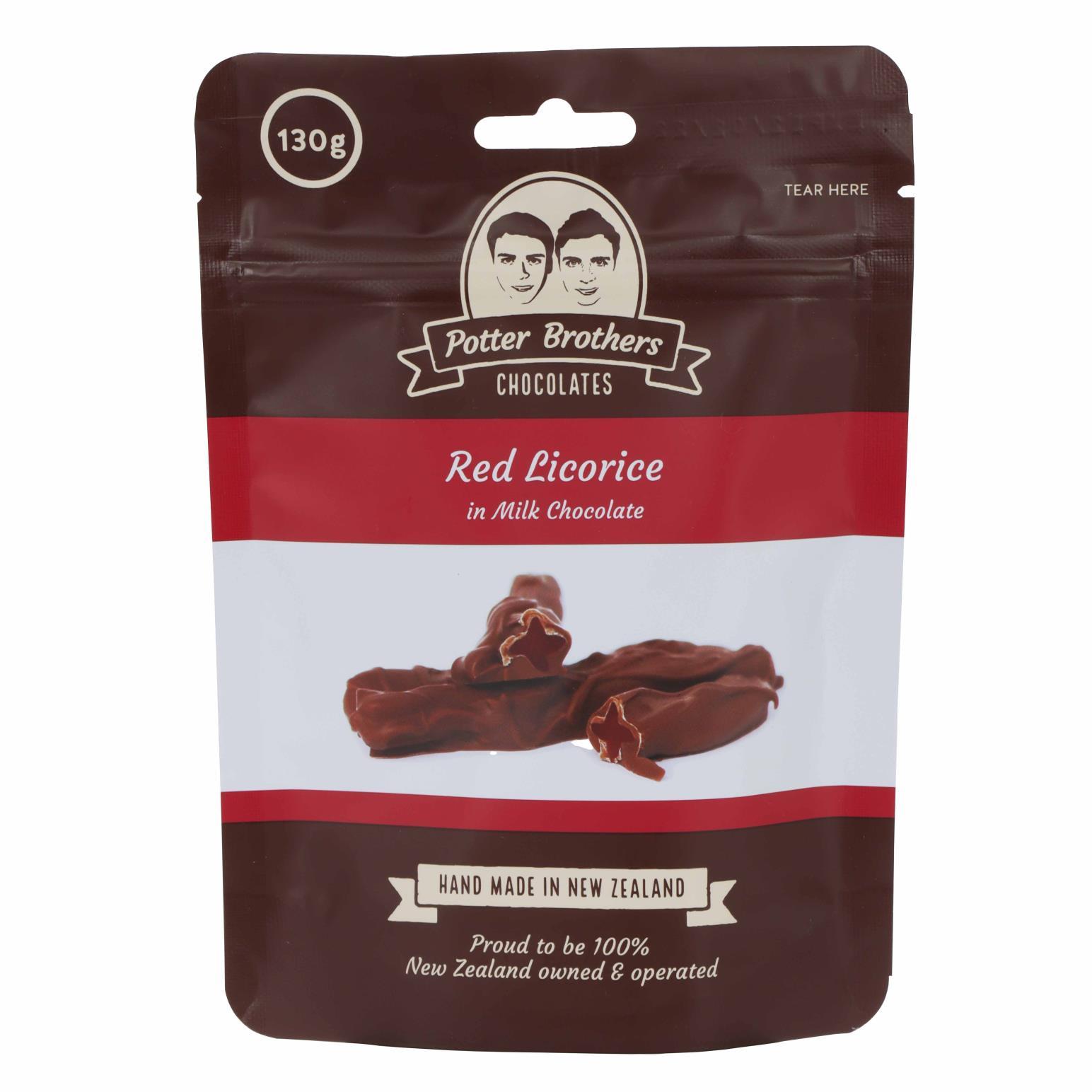 Potter Brothers Chocolates Red Licorice In Milk Chocolate 130g