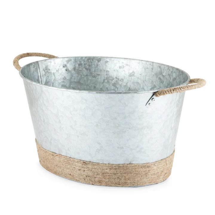 Jute Rope Wrapped Galvanized Tub By Twine®