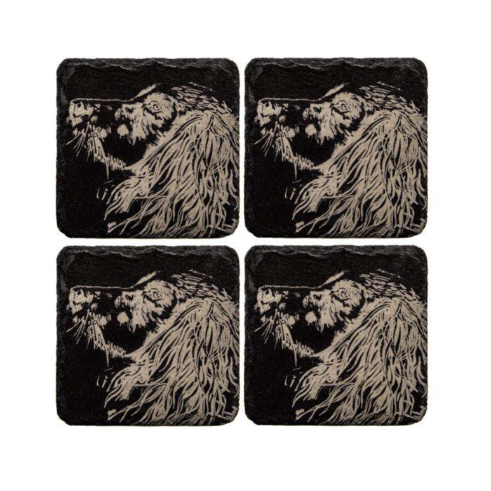 Selbrae House 4 Slate Coasters - Spaniel