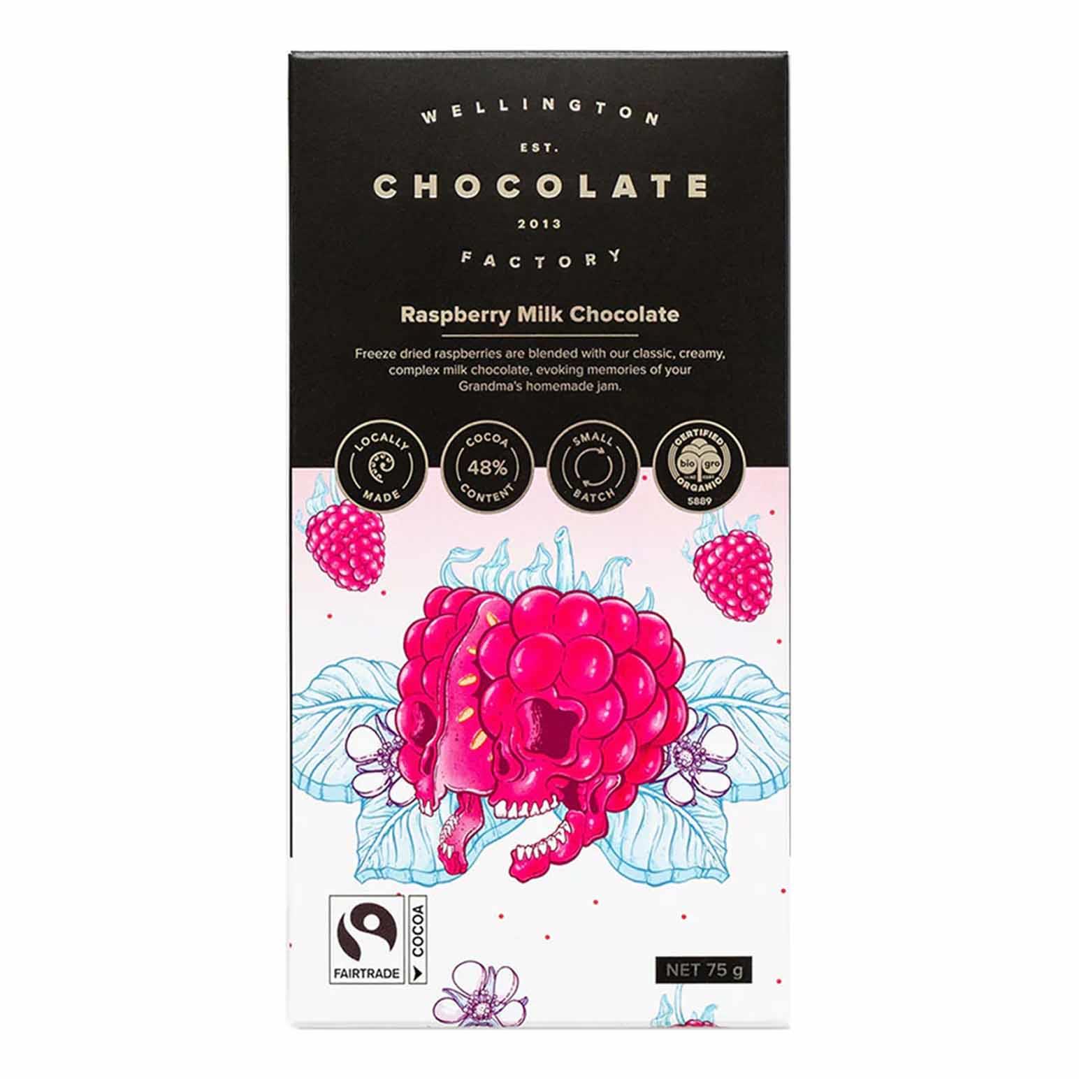 Wellington Chocolate Factory Raspberry Milk Chocolate Bar 75g